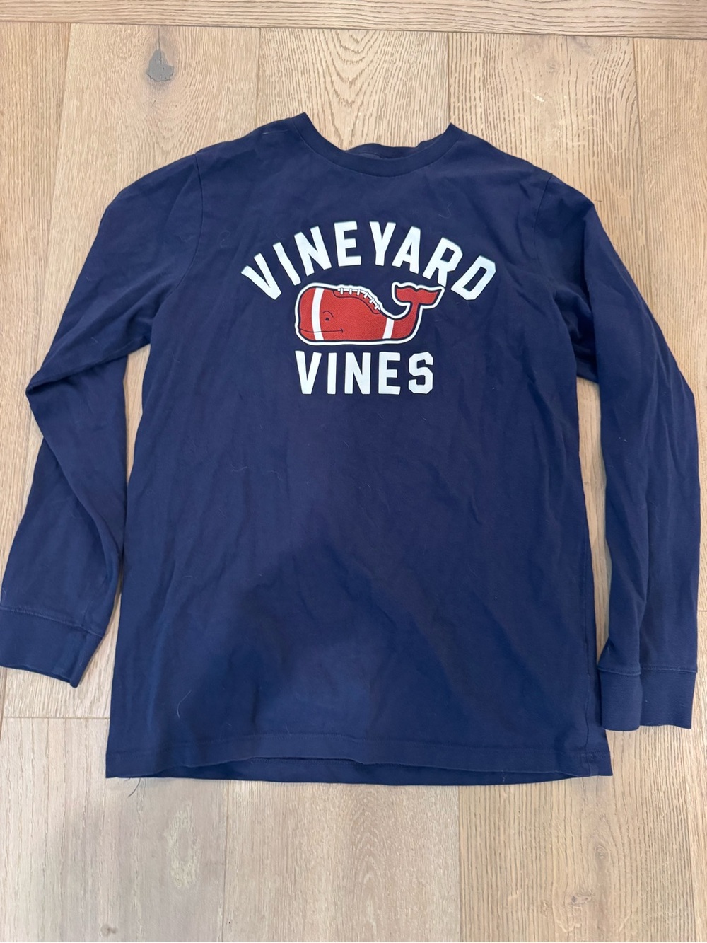 Vineyard Vines Navy Football Themed Long Sleeve Tee